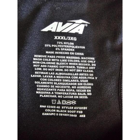 Women's Avia Front Zip Up Sports Bra Athletic Size 3XL Black & Gray Padded - Picture 2 of 10